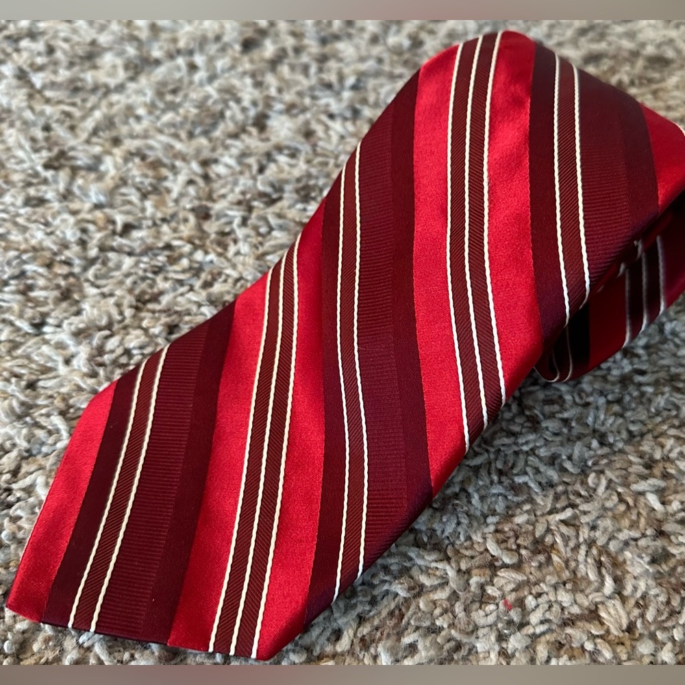 Michael Kors striped 100% silk tie, various reds